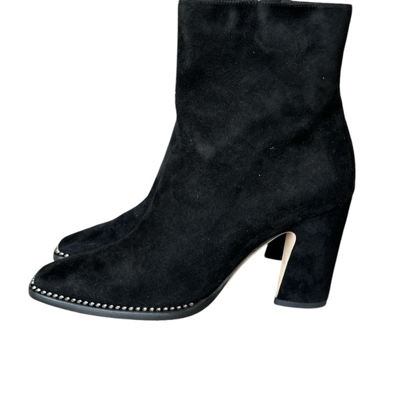 JIMMY CHOO Mavin 85 Crystal Stud Suede Ankle Boots Square Toe Booties Block Heel - Picture 2 of 7